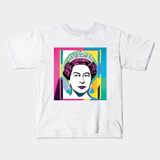 Queen Elizabeth II in Gouache Pop Art - Soft Kids T-Shirt